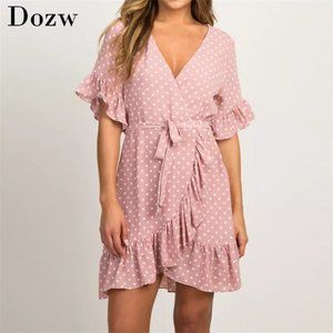 Pink Polka Dotted Dress, New, Xl